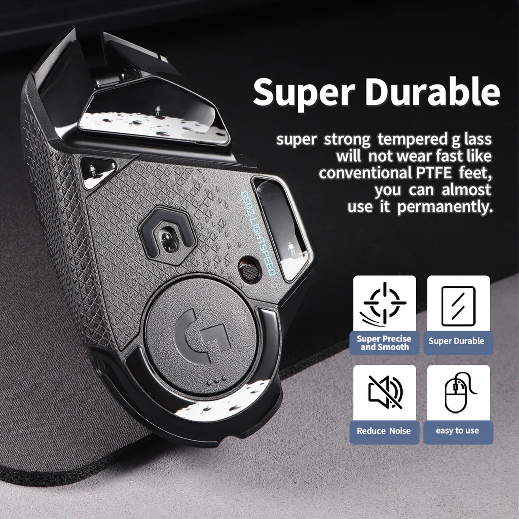 UCONS Durable Glass Mouse Skates for Logitech G502 Lightspeed Smooth Mouse Feet