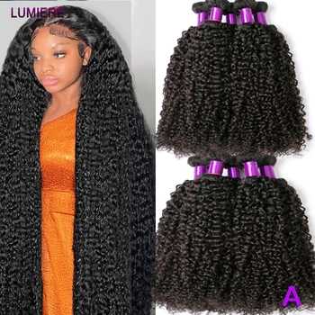 28 30inch Afro Kinky Curly Human Hair Bundle Deal Brazilian Afro Deep Jerry Curly Raw Raw Virgin Human Hair Weave Hair Extension 1