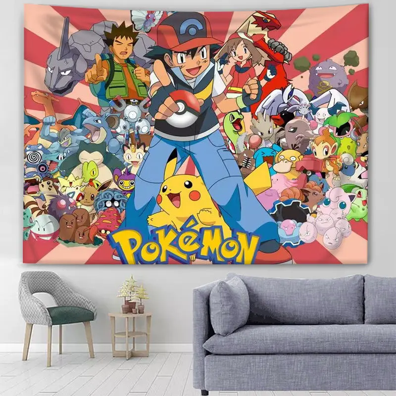 Pokemon Wall Tapestry Pikachu Wall Hanging Decoration Cute Cartoon
