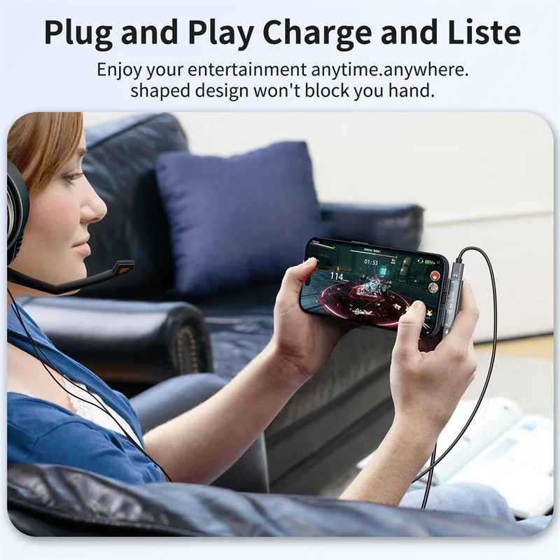 2in1 USB C Charge Audio Splitter Adapter Type C to Dual Type Converter Cable PD 60W USB3.2 10GBps for Huawei Samsung Xiaomi