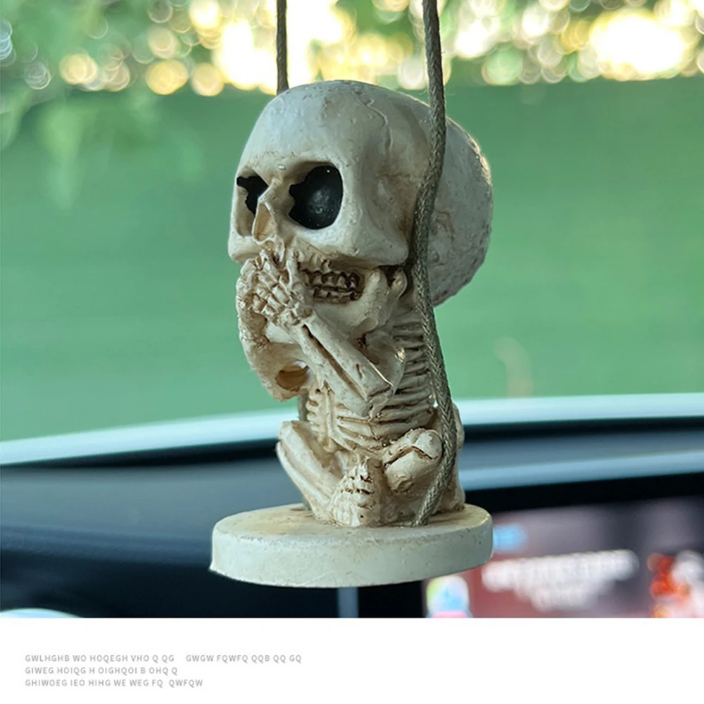 

Rear View Mirror Pendant Terrifying Fashion Fine Workmanship Durable Skull Car Pendant Car Mirror Pendant Lovable Pendant Resin