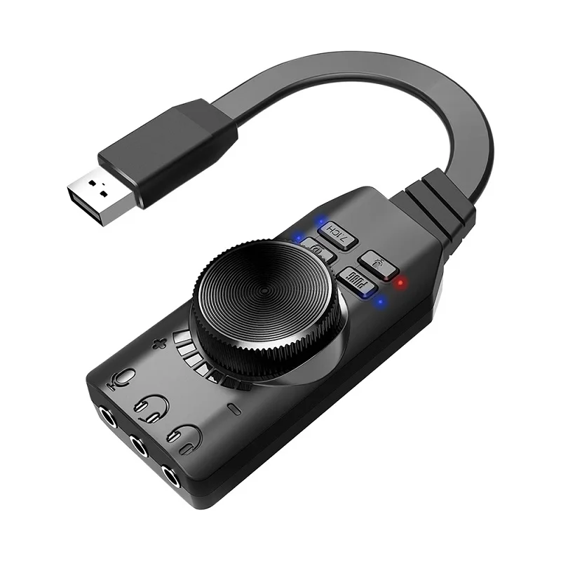 7.1 ערוץ כרטיס קול USB אודיו ממשק אוזניות מתאם כרטיס קול מקצועי משחקי כרטיס קול עבור מיקרופון רמקול מחשב נייד מחשב