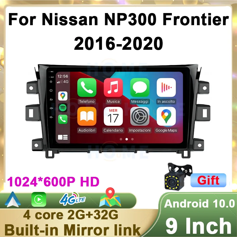 

Автомобильный DVD-плеер Android 10 для Nissan Navara NP300 2016-2020 с GPS-навигацией, Автомобильный мультимедийный видео стерео BT беспроводной Carplay авто