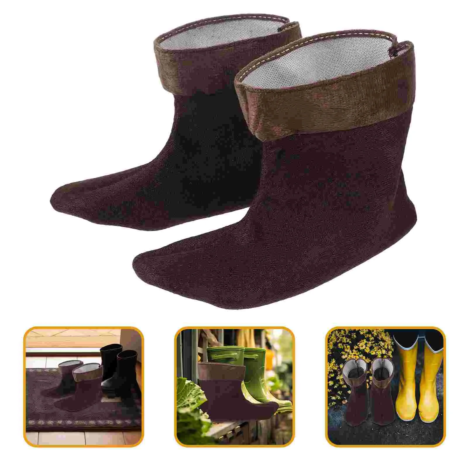 

Hat Black Hunter Socks Rain Boots Cold Protection Men Liner Plush Warm