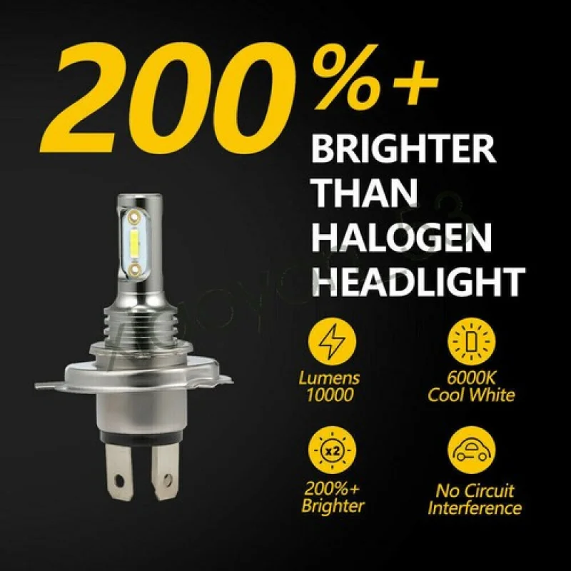 2Pcs 슈퍼 밝은 H4 9003 HB2 Led 전구 자동차 헤드 라이트 오토바이 자동 안개 램프 라이트 12v 24V 80W