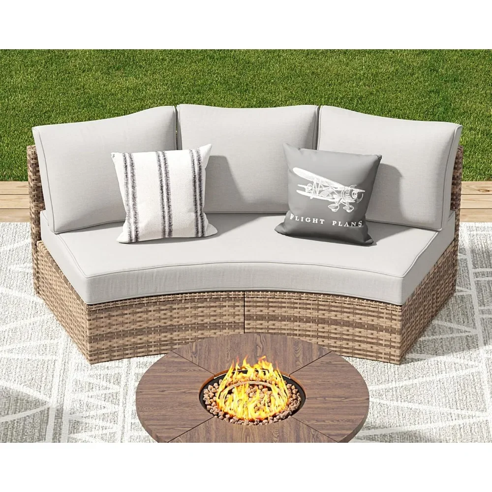Patio Furniture Sets, Half-Moon Sectional Round Sofa Set, Outdoor Patio Furniture with Cushions, Garden Furniture Sets