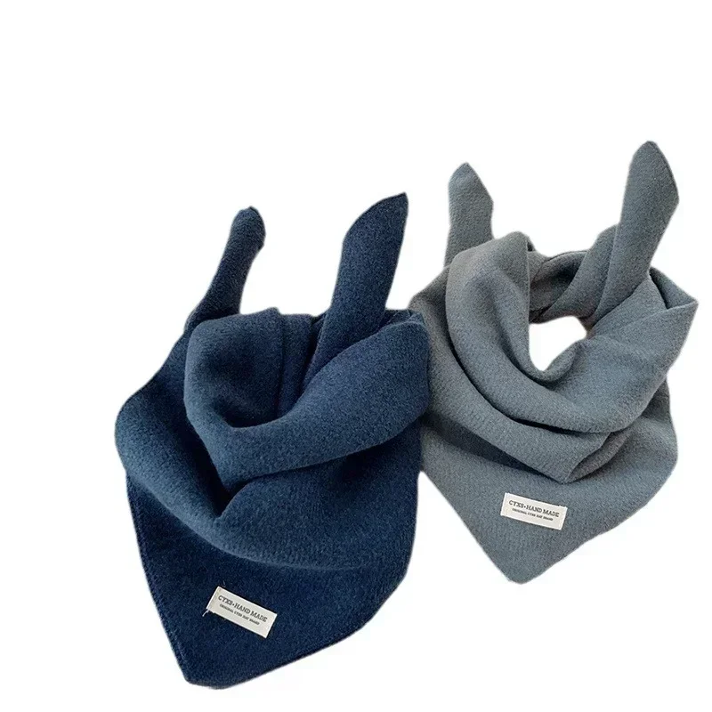 Baby Bibs Triangular Scarf Korean Versatile Soft Solid Color New Scarf Boys Girls Kids Windproof Headscarf Autumn and Winter
