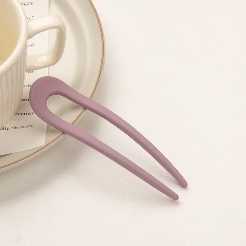 Fashion Candy Color Hair Sticks for Women Shell Hair Clip Pins Minimalist U Shape Girls Hairpins Hair Bun Maker Headwear