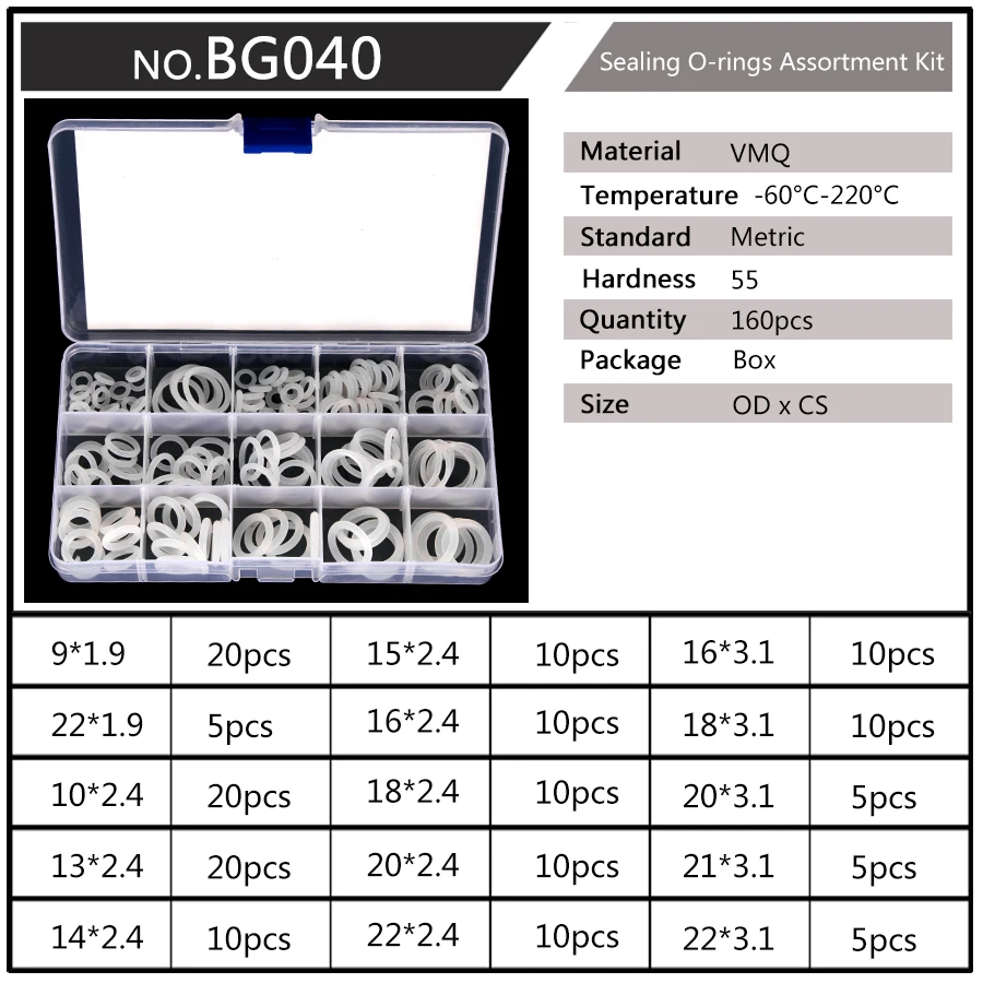PCP Paintball Sealing O Rings 150PCS White Silicone Replacements OD 6mm-30mm CS 1.5mm 1.9mm 2.4mm 3.1mm BG040-059-060-061-062