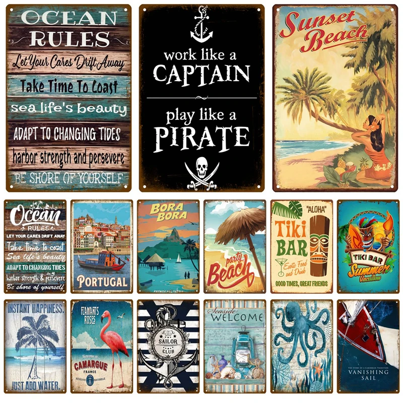 

Beach Tin Sign Plaque Metal Sign Vintage Summer Metal Wall Sign Beach Decor For Beach Bar Beach House Seaside Decorative Plate