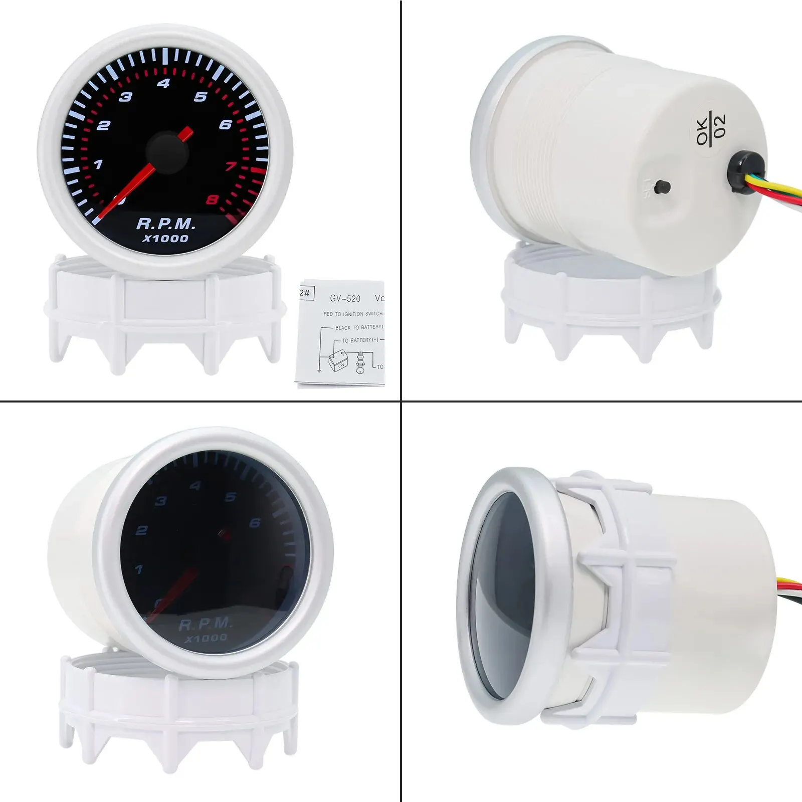 AD 52mm Universal Smoke Len Tachometer RPM for 12V Gasoline Car Turbo Boost Gauge 2 Bar PSI Water Temp Meter Oil Pressure Gauge