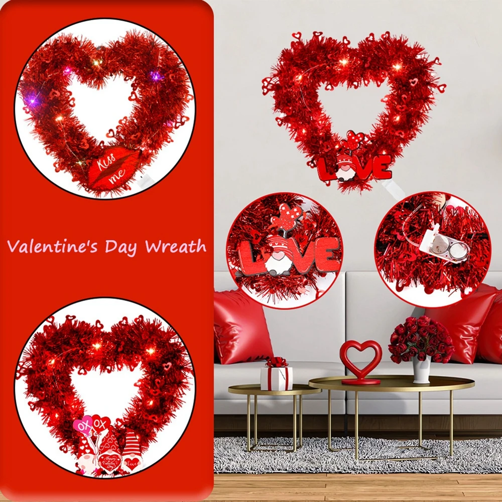 

Love Heart Wreath Happy Valentine Day Door Garlands Mr&Mrs Love Wedding Decor For Weedings Room Wreath Wall Decor