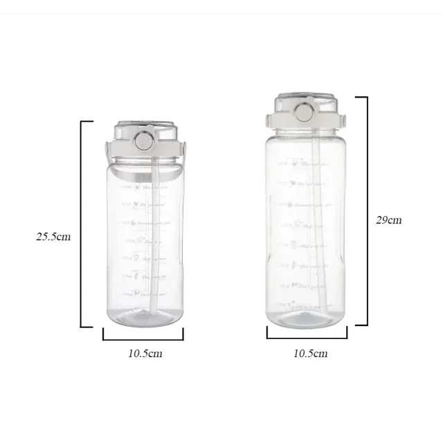 1.5/2Liter Sport Straw Water Bottle with Time Scale Plastic Summer Cold Juice Water Cup Large Capacity Portable Travel Bottles 2