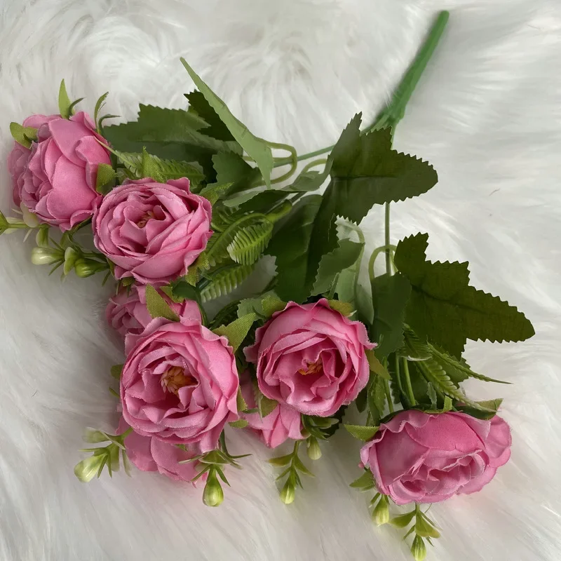 Elegant White Peony and Gypsophila Faux Flower Bouquet