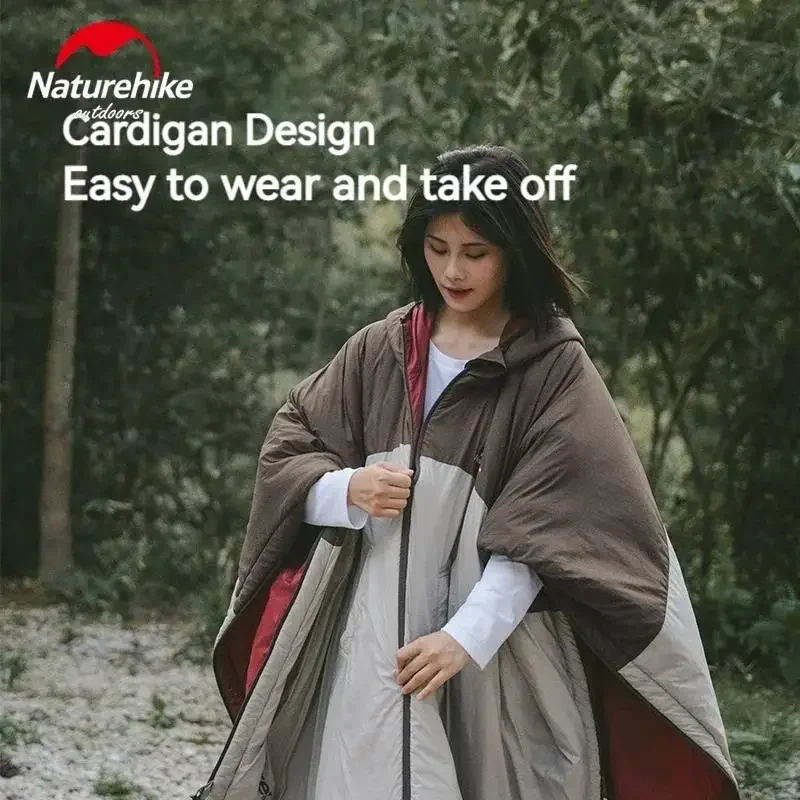 Naturehike New Autumn Spring Sleeping Bag Waterproof Hooded Cloak Oversize Coat Multifunctional Thermal Accessories 2 in 1 3