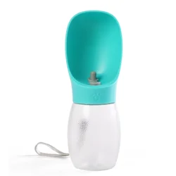 Portable Pet Water Bottle and Feeder for Small to Medium Dogs and Cats (300ML) (Turquoise)