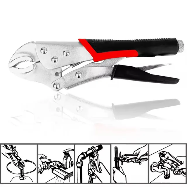 Pinza di bloccaggio da 5 pollici Pinza di bloccaggio Pinza a mascella curva Pinza a becchi lunghi dritti Strumenti di saldatura multifunzione 4