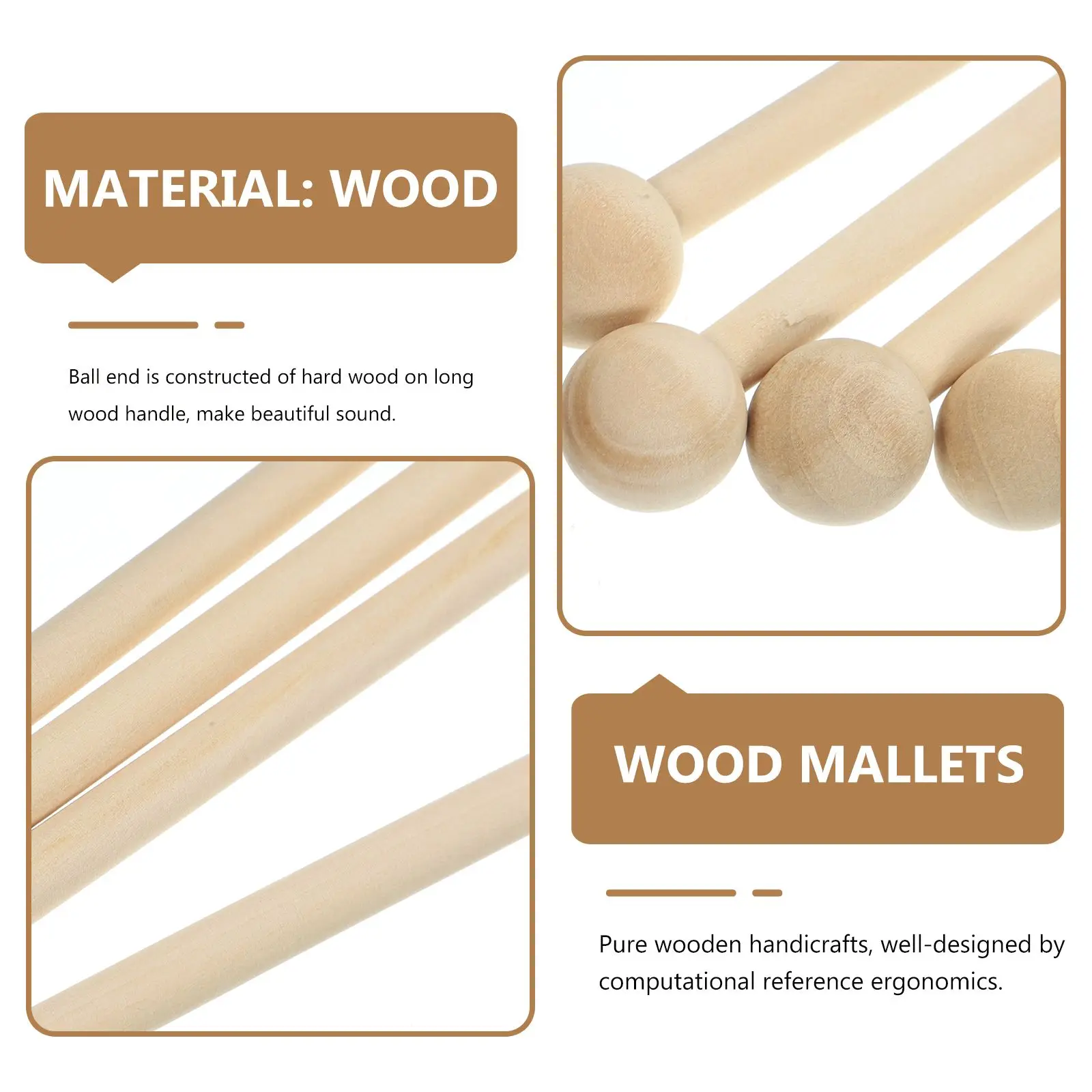 4 Pcs Xylophone Music Toys Percussion Sticks Hammer Mallets Bamboo Wood Child Drumsticks for Skid Instrument Accessories drum sticks drum percussion accessories drum accessories musical percussion toy