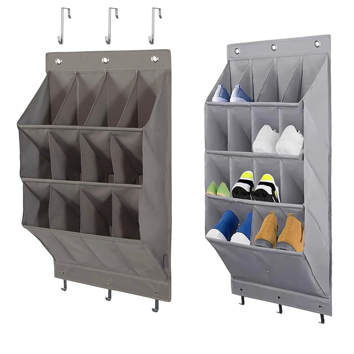 Large Pockets Shoes Organizer Rack Hanging Organizers Space Saver Hanging Over The Door Behind Closet Storage Hanger Bags 12