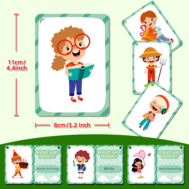 Hot Kids Action Cognition Cards Funny Q&A Learning Classroom Interaction Aids English Teaching Educational Toys Christmas Gifts 4