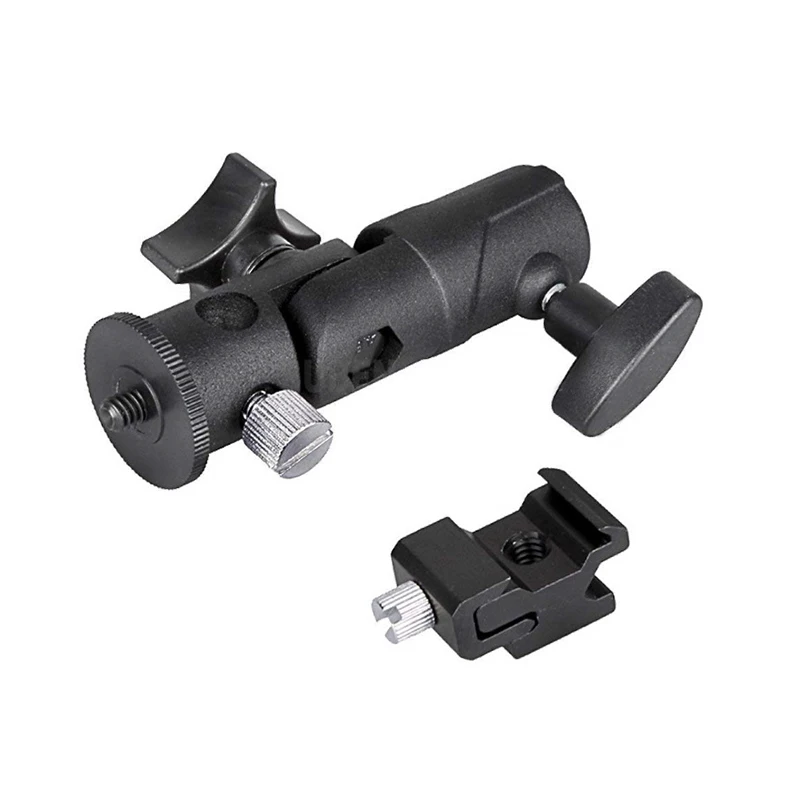 Flash Hot Shoe Umbrella Holder Mount Adapter for Studio Light Type E Stand 1/4 3/8 Screw Bracket Support E-type Lamp Holder camera flash adapter,bowens mount bracket holder,fill light holder