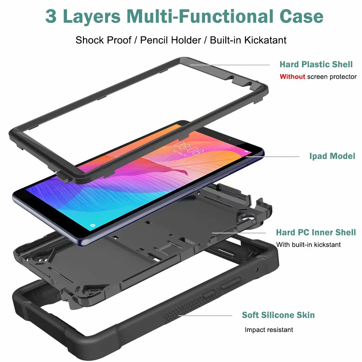 Durable Protective Armor Stand Tablet Case with Kickstand