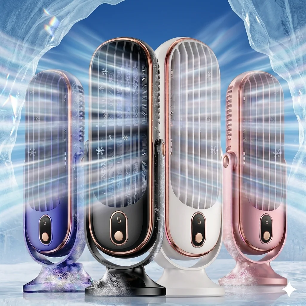 Sleek Portable USB Desktop Fan with Dual Motors and 5 Adjustable Speeds