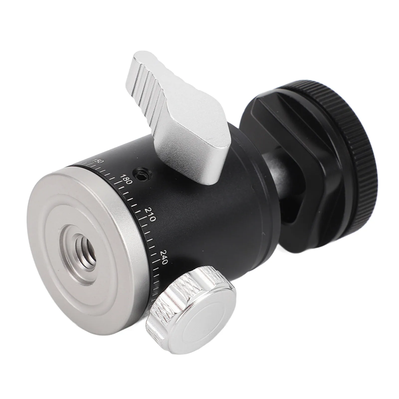 Camera Tripod Head Aluminum Alloy 360 Degree Rotatable Mini Ball Head with 1/4 Inch Screw Cold Shoe Mount for SLR Cameras