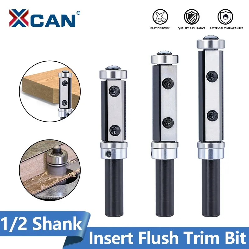 XCAN Milling Cutter 1/2 Shank Flush Trim Router Bit with Carbide Insert ...