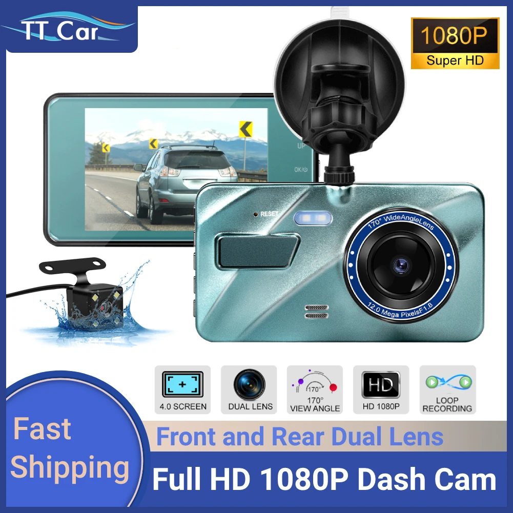 

1080P Dash Cam Auto Dash Camera for Car Camera Front and Rear View Car DVR Loop Recording Night Vision Wide Angle Video Recorder