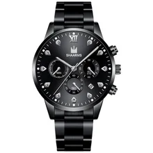  Brand Fashion Mens Watches Luxury Stainless Steel Quartz Wrist Watch Calendar Clock Men Business Casual Leather Watch for man 