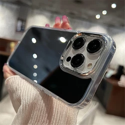 Luxury Plating Makeup Mirror Shockproof Phone Case - Hard Acrylic Cover - iPhone 12 (Silver)