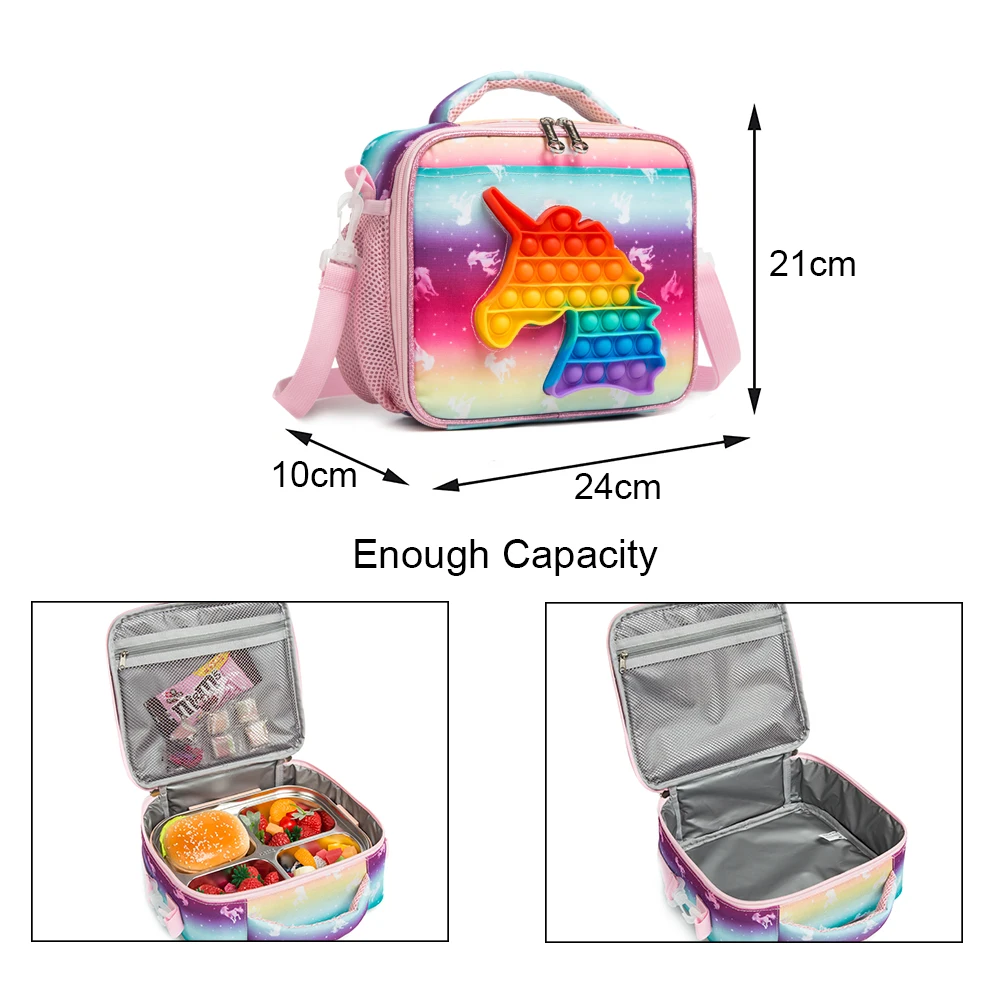 HAPPYSUNNY Toddler Backpack and Lunch Box Set for Girls 2-in-1 Kids Unicorn  Backpack and Insulated Lunch Bag Compartment