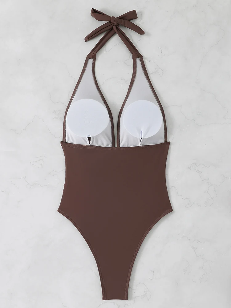 Women's Swimsuit One Piece 2025 Sexy Swimwear Female Halter Top Bathing Suit Ladies Bodysuit Swimming Suits for Woman Beach Wear - 5