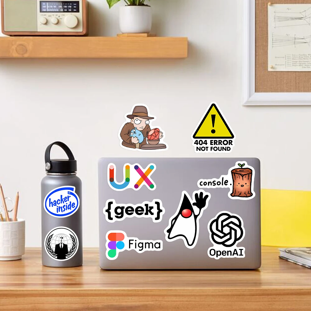 Geek-Themed Waterproof Programming Stickers for Laptops, Luggage, and Phones