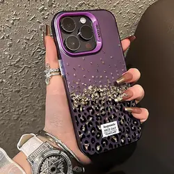 Golden Particle Leopard Phone Case - Elegant and Durable Cover - iPhone 12 Mini (PURPLE)