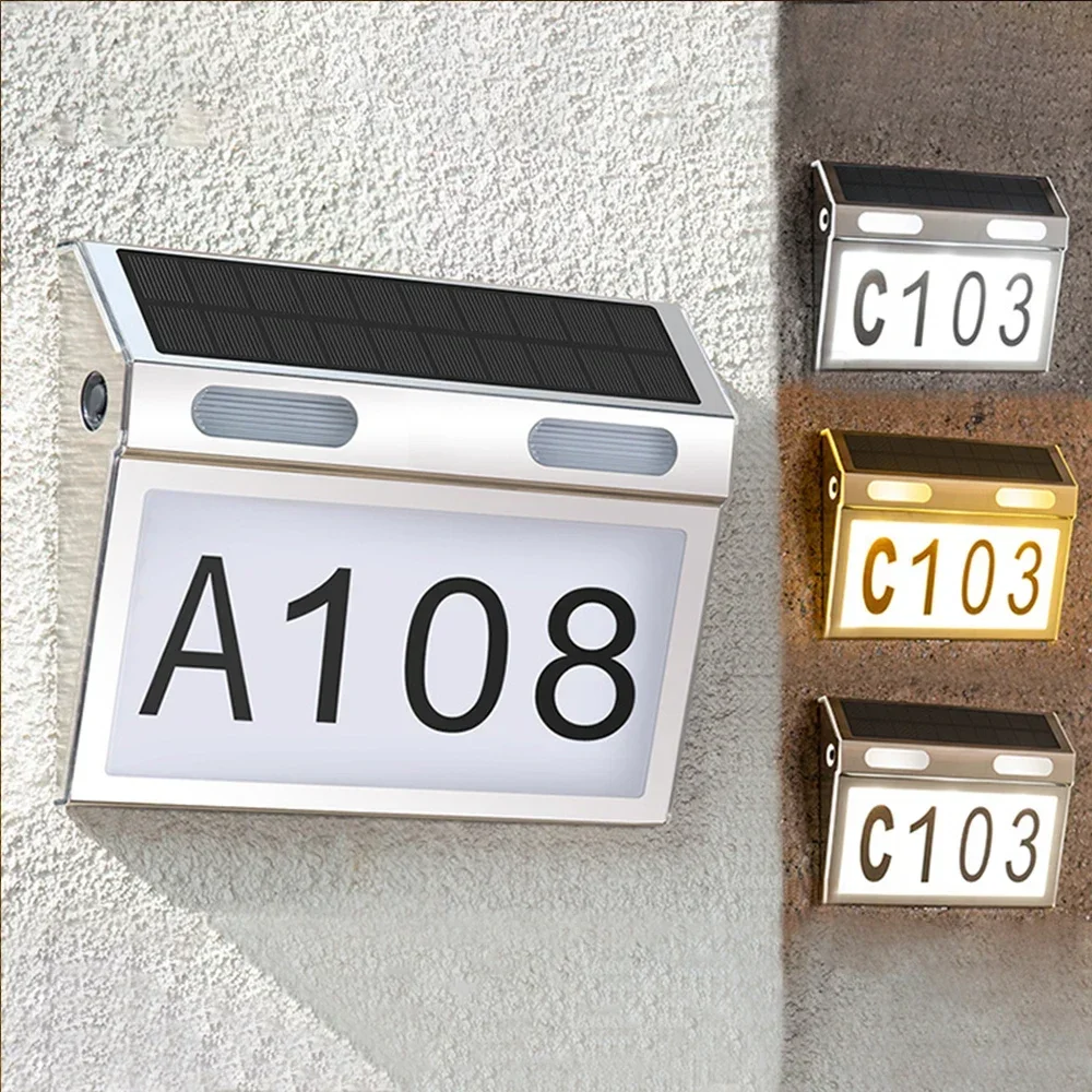 

Waterproof Stainless Solar Powered Outdoor Led Number Plaque Light Address Sign House Garden Door Lamp Numbe Plaque Lighted Lamp