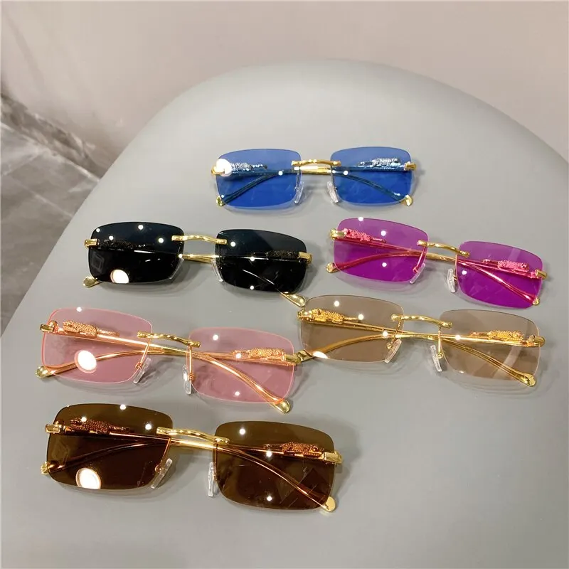Vintage Sunglasses Rimless Cut Edge Sunglasses Fashion Designer Shades