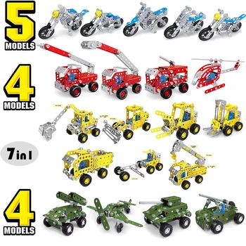 Creative DIY Assembly Variable Multi Shape Building Block Educational Boy Girls Toys For Children 3D Model Metal Bricks Gift