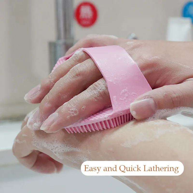 Silicone Body Scrubber Natural Bristles Skin Exfoliator Scrub Shower Sponge Brush Silicone Bath Shower Brush body scrubber