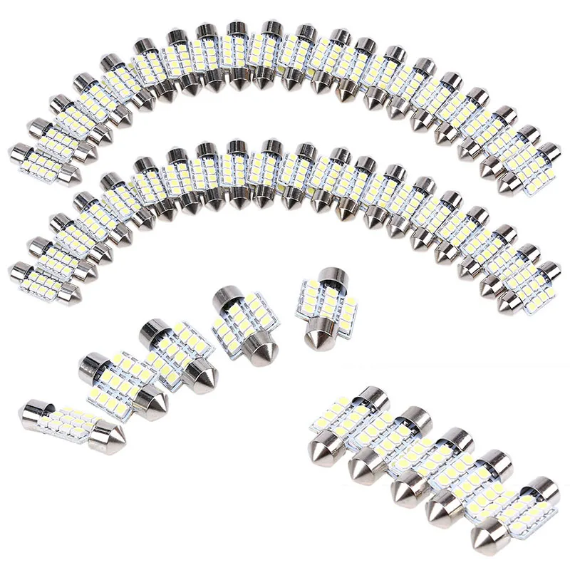 

50 шт., Автомобильные светодиодные лампы, 31 мм, 12SMD