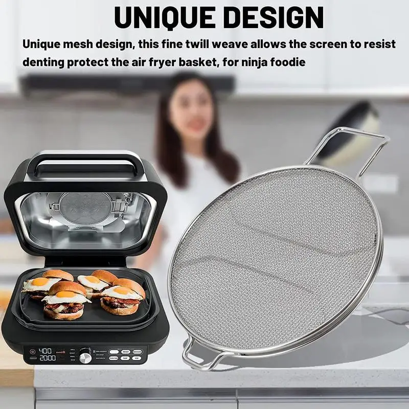 Splatter Shield Stainless Steel Fine Mesh Splatter Screen Double-layer Splash Screen Air Fryer Accessories Guards for F