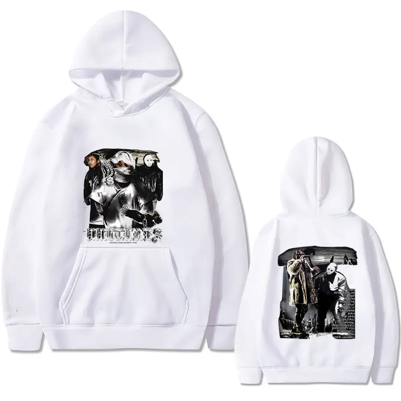 Rapper Kanye West Vultures Graphic Hoodie Men Women Fashion Hip Hop Oversized Sweatshirt Unisex Casual Fleece Cotton Hoodies