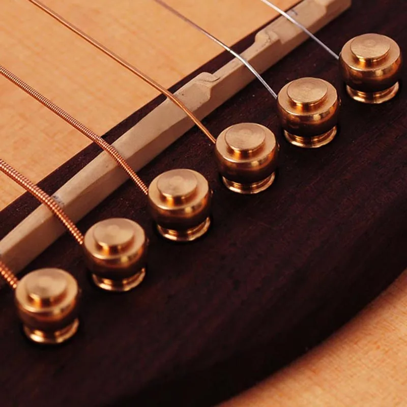6 Pcs/set Metal Copper Acoustic Guitar Bridge Pins Guitar Strings Fixed Cone String Pins String Nails Guitar Accessories