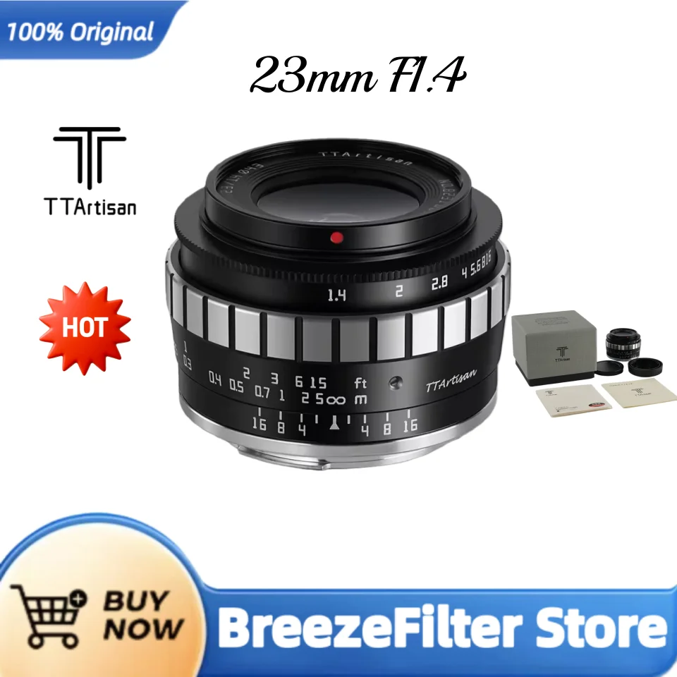 TTArtisan 23mm F1.4 APS-C 대구경 수동 렌즈 ( E, 니콘 Z, 후지 X, 캐논 EOS M, M4/3 MFT, 라이카, 시그마, 파나소닉 L 마운트용)