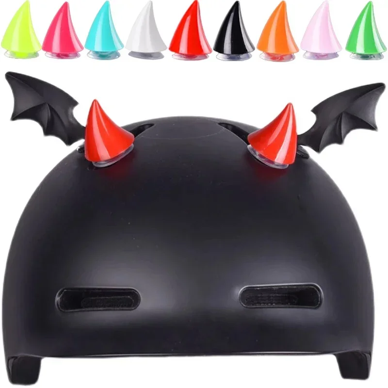 Casco de motocicleta y coche, cuerno del diablo, decoración para Motocross, accesorios de silicona con ventosa, 2 uds.
