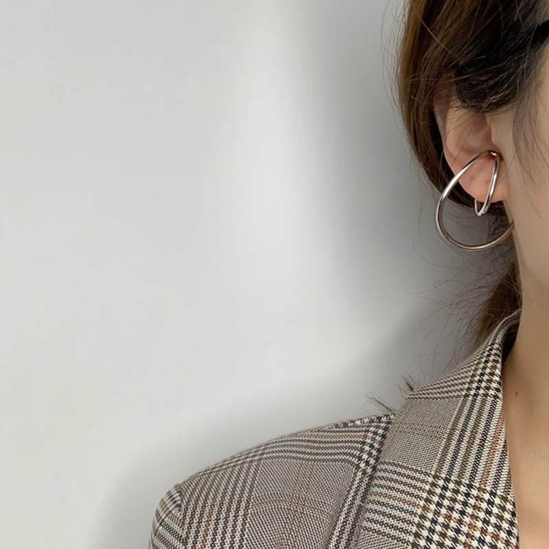 Women&Men hoop earrings ear clip earrings clip earrings ear accessories Double Hooping Ear Cuff Irregular Curve Clip Cartilage Lobe Stacking No Piercing Dainty Earrings Fashion Gift