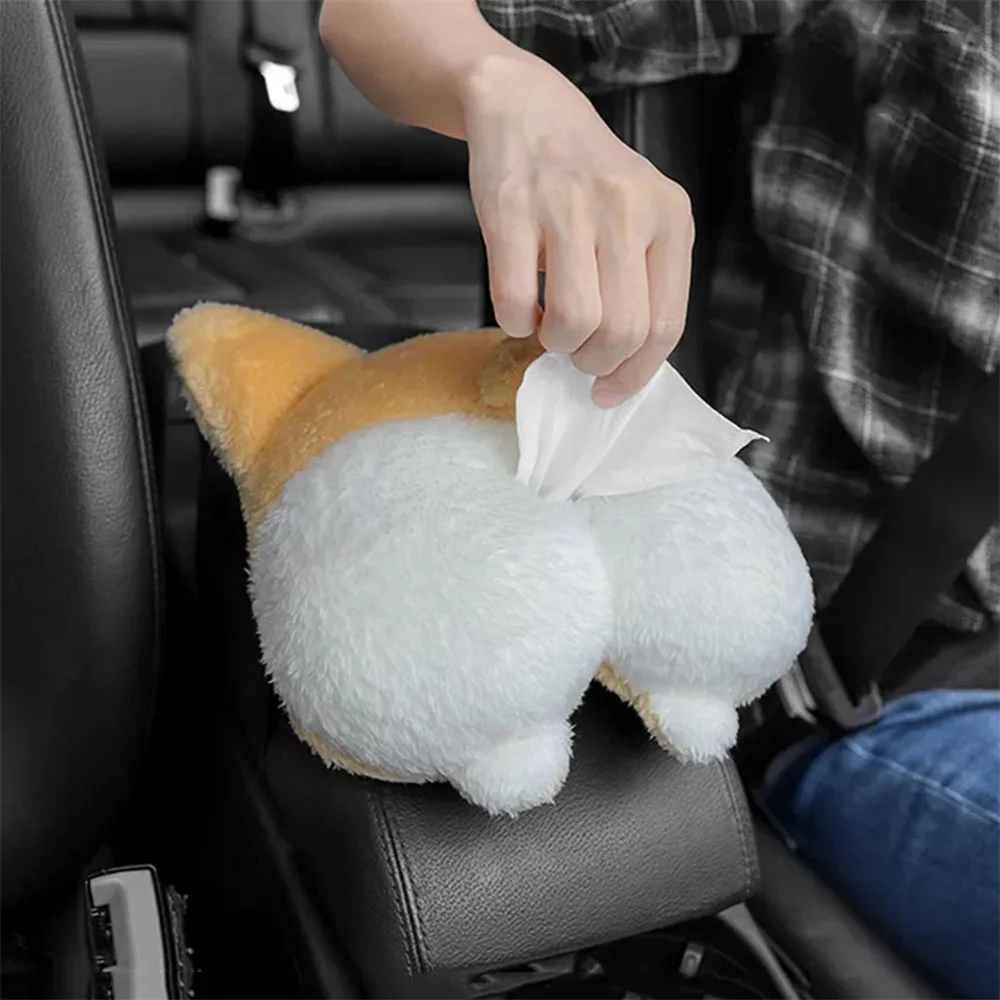 Funny Corgi Butt Tissue Box Holder Creative Cartoon Tissue Bag Car Pendants Children'S Gifts Car Tissue Holder Decorations 3