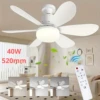 20.5in Ceiling Fan Light with Remote, 40W Socket Fan with LED, E27 Cordless Screw Electric Fan for Kitchen, Bedroom, Small Rooms 1