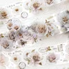 1Roll Rose Literary flowers handbook DIY material PET tape decorative loop stickers Apocalyptic Adhesives Scrapbook 60mm*2m 1